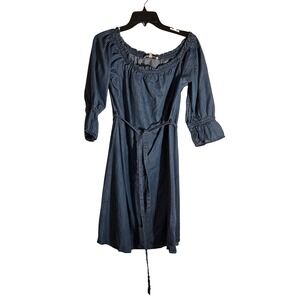 Speed Control New York Blue Denim Off Shoulder Ruffle Dress XL Womens Belted